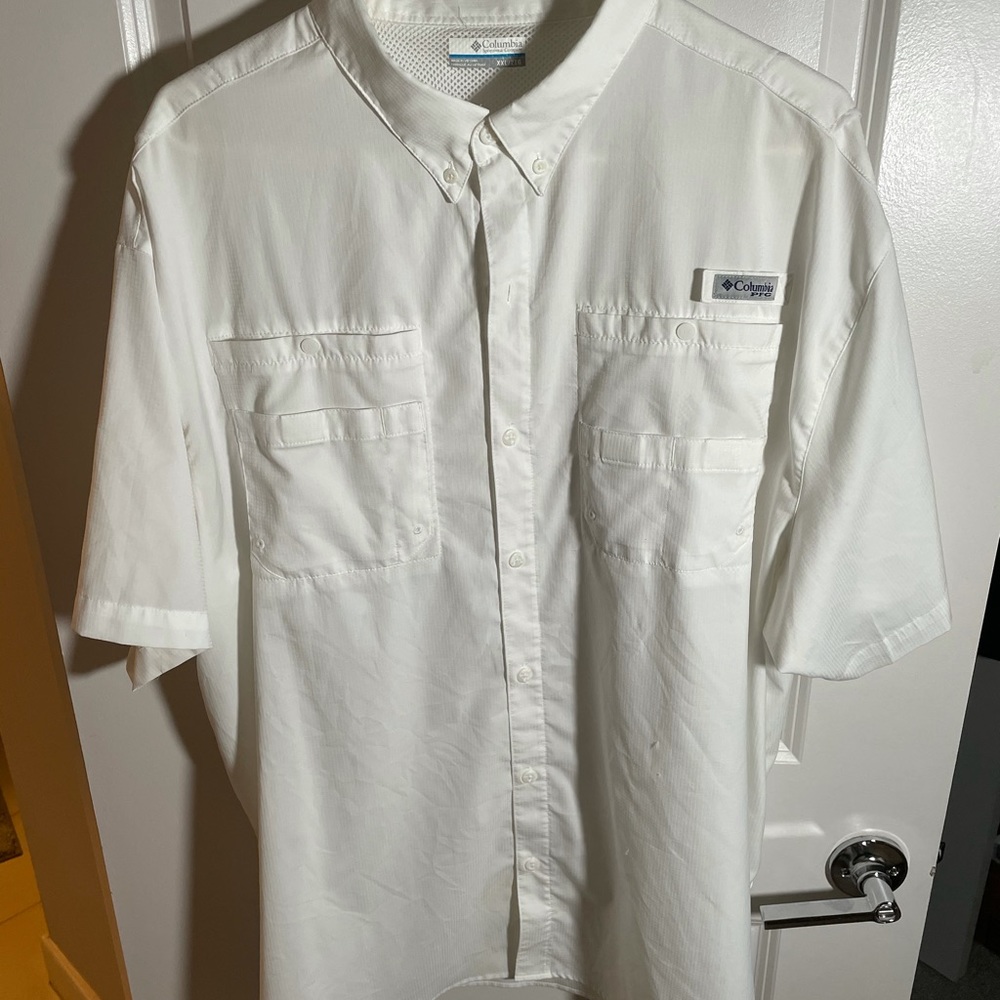 Columbia white short sleeve button down XXL